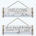 Youngs Wood Lake Wall Sign with Nautical Rope Accents, Assorted Color - 2 Piece 21850